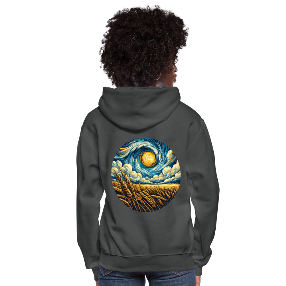 Women's Wheat Field Graphic Hoodie with Logo - asphalt