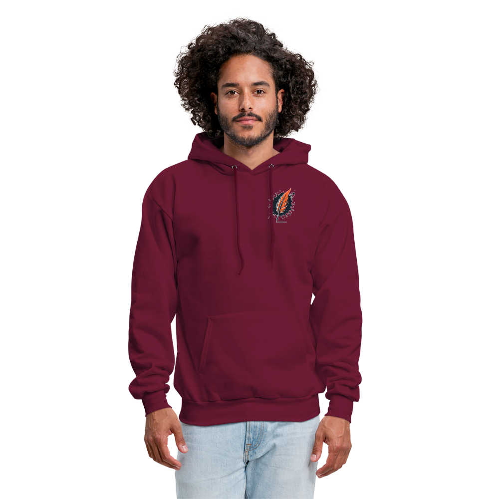 Men's Colored Mountain Lake Landscape Graphic Hoodie with Logo - burgundy