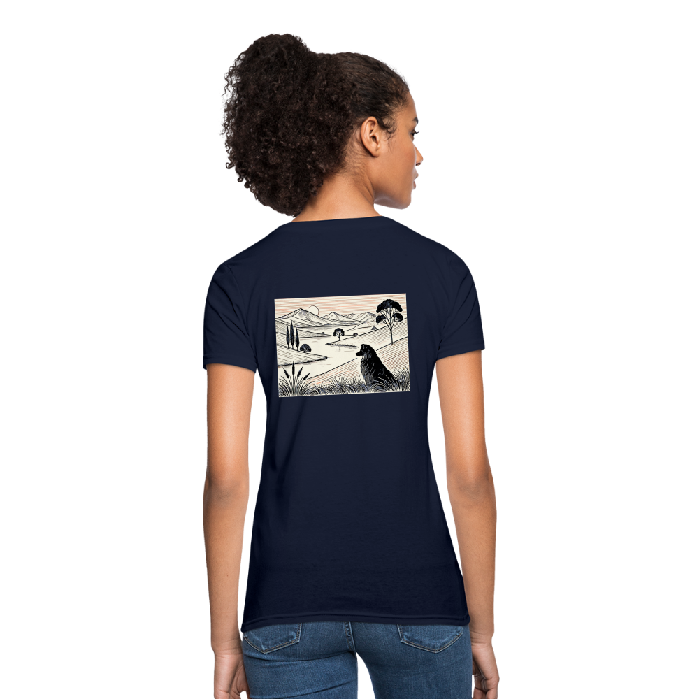 Women's Australian Shepherd Prairie T-Shirt with Logo - navy