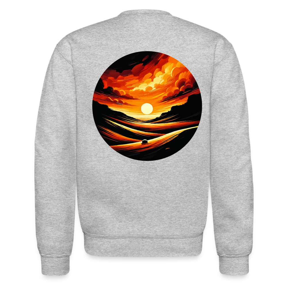 Desert Sunset Graphic Crewneck Sweatshirt with Logo - heather gray