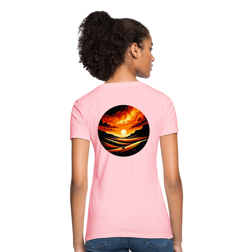 Women's Desert Sunset Graphic T-Shirt with Logo - pink