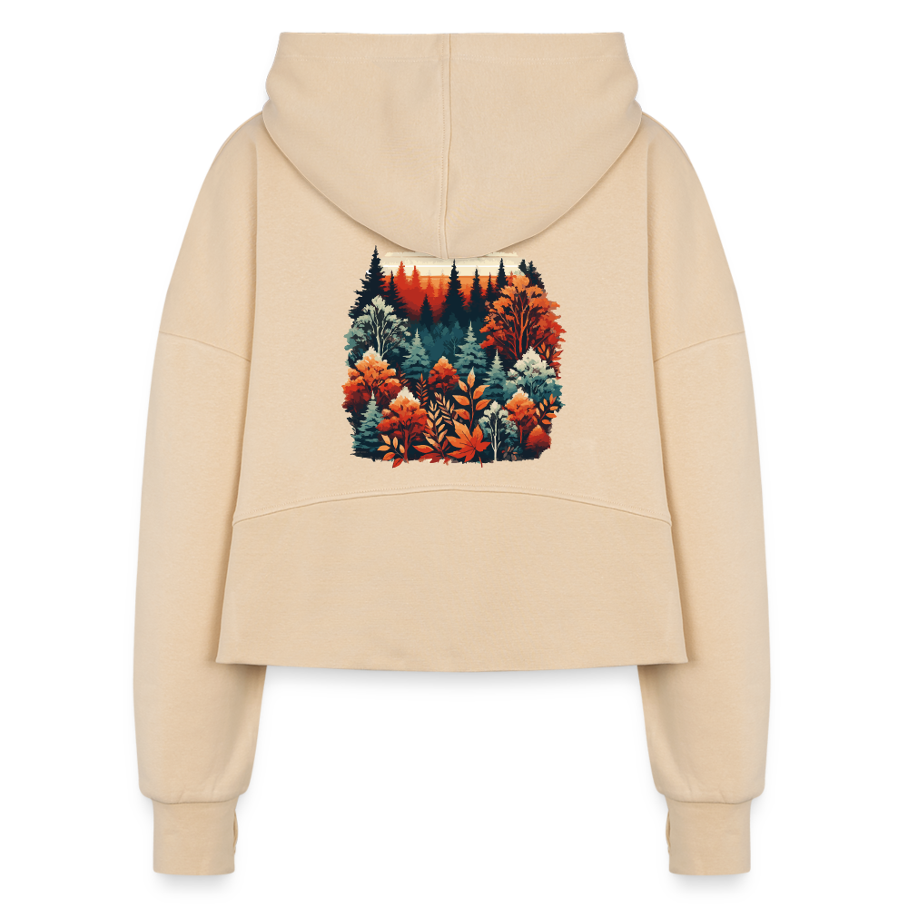 Autumn Leaves: Women's Half-zip Cropped Hoodie - nude