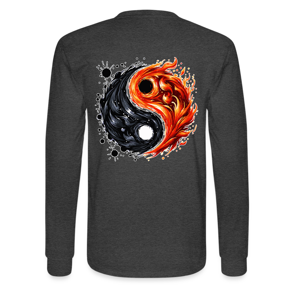 Men's Official Ink and Ember  Yin and Yang Long Sleeve Shirt with Logo - heather black