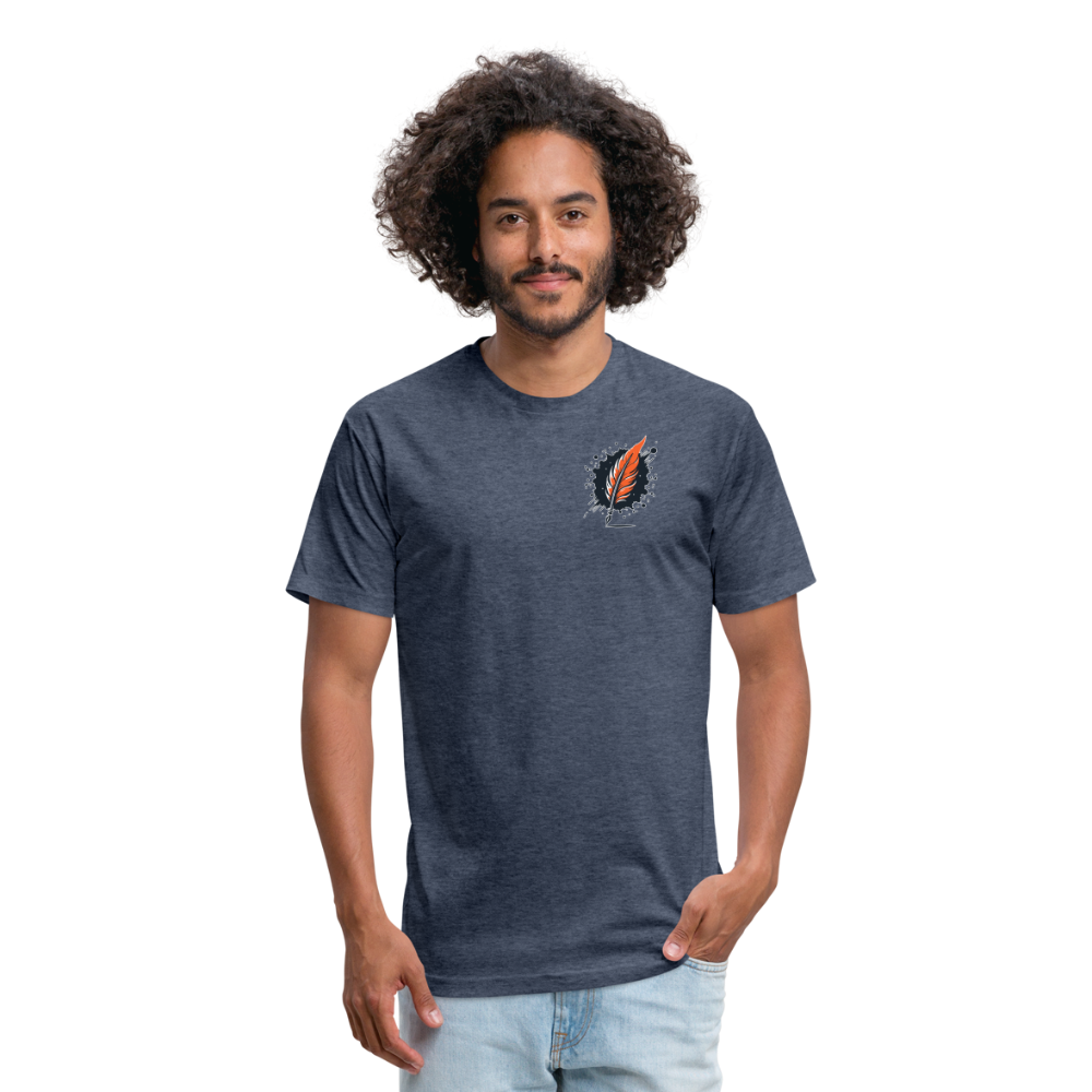 Meadow Graphic Unisex Fitted Cotton/Poly T-Shirt with Logo - heather navy