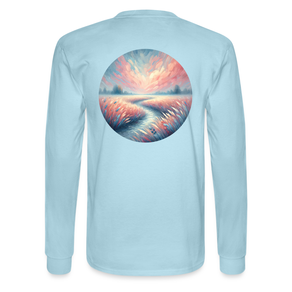 Men's River Meadow Graphic Long Sleeve Shirt with Logo - powder blue