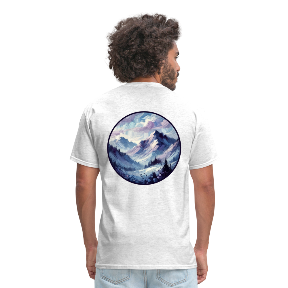 Lavender Blue Mountain Range Unisex Classic T-Shirt with Logo - light heather gray