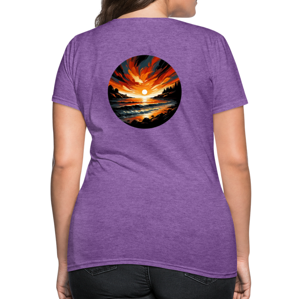 Women's Beach Sunset Graphic T-Shirt with Logo - purple heather