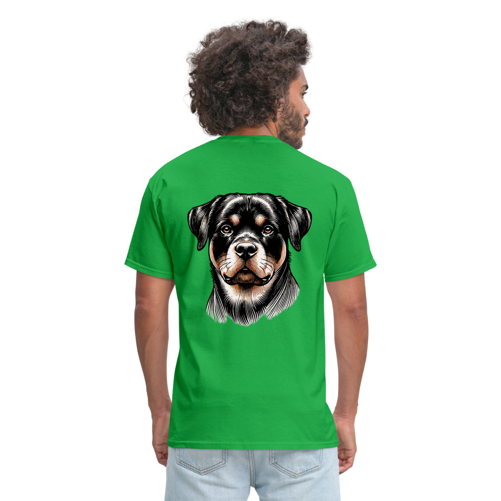 Fine Line Rottweiler Graphic Unisex Classic T-Shirt with Logo - bright green