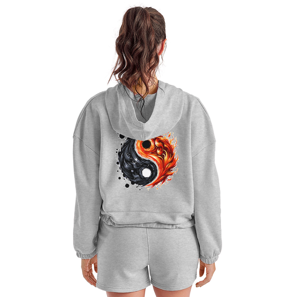 Women’s Official Ink and Ember  Yin and Yang Cropped Hoodie with Logo - heather gray