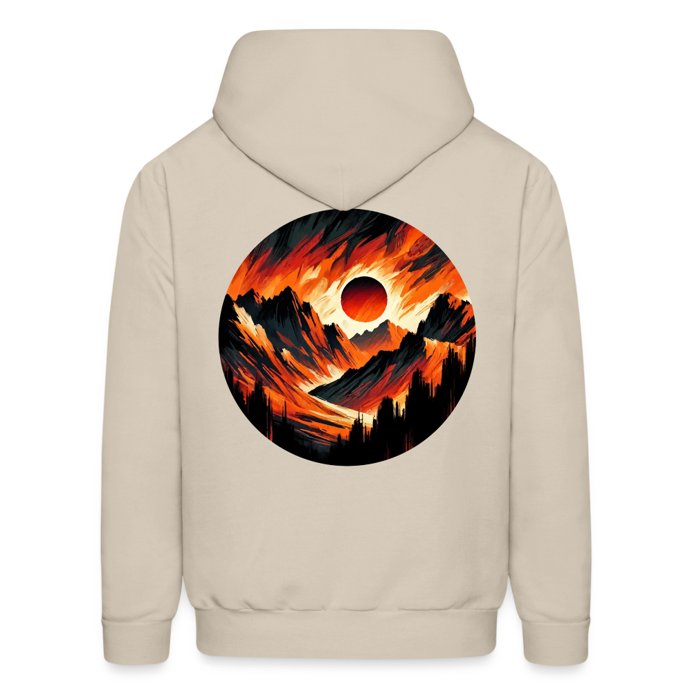 Men's Orange and Black Mountain Range Graphic Hoodie with Logo - Sand