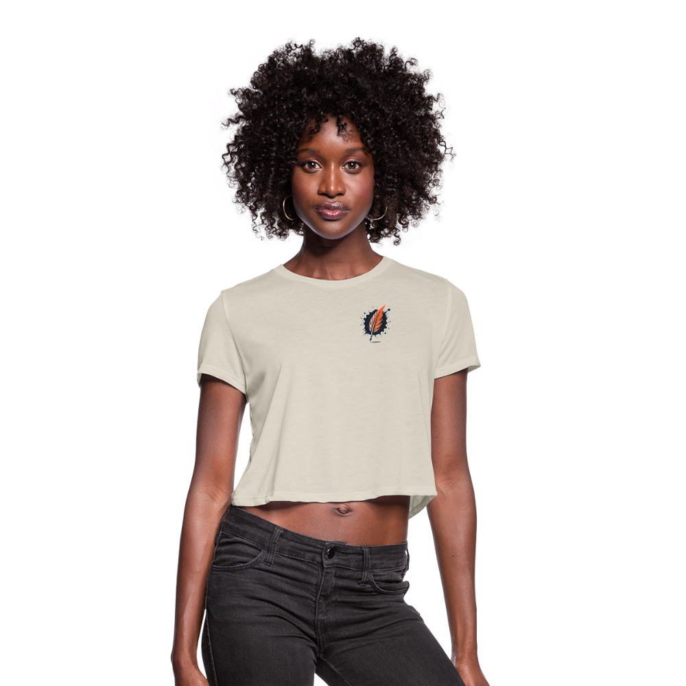 Women's Australian Shepherd Prairie Graphic Cropped T-Shirt with Logo - dust