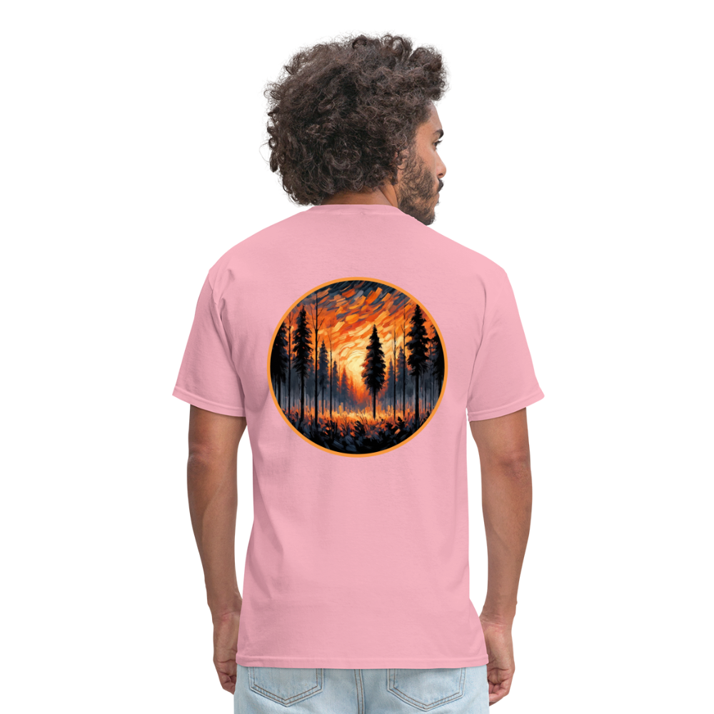 Orange Forest Sunset Unisex Classic T-Shirt with Logo - pink