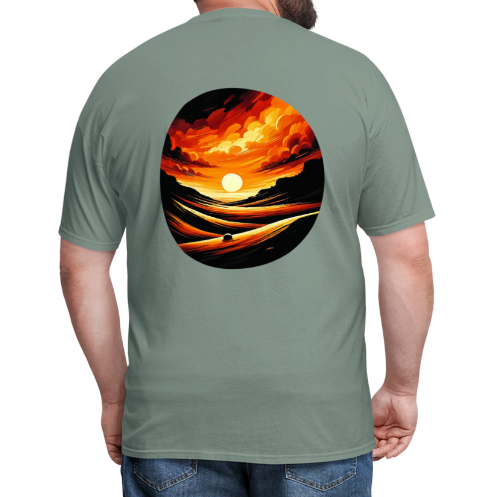 Desert Sunset Graphic Unisex Classic T-Shirt with Logo - sage