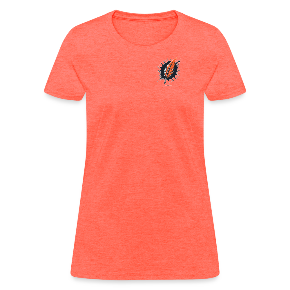 Women's Waterfall Graphic T-Shirt with Logo - heather coral