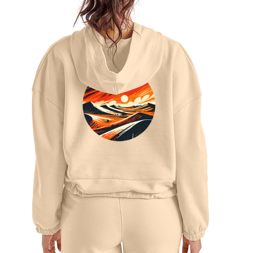 Women’s Desert Dunes Graphic Cropped Hoodie with Logo - nude