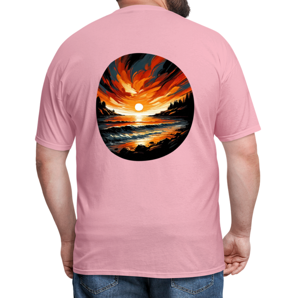 Beach Sunset Graphic Unisex Classic T-Shirt with Logo - pink