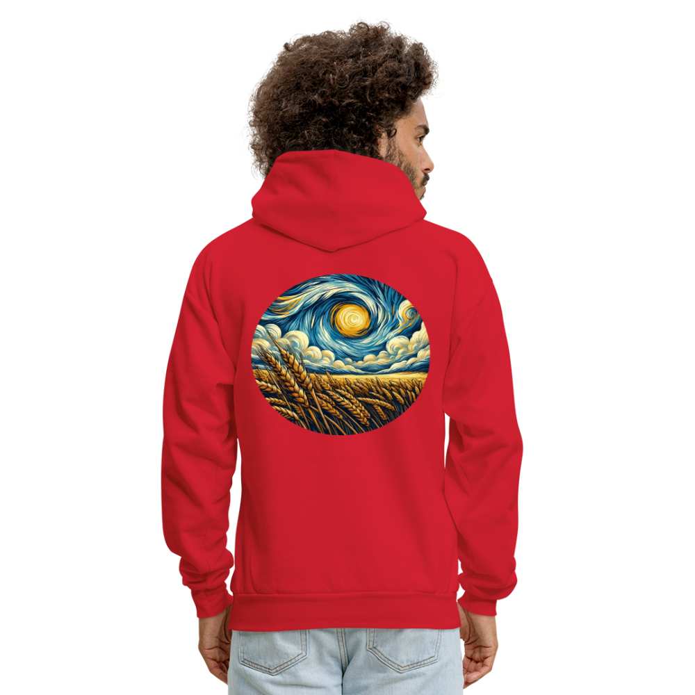 Men's Wheat Field Graphic Hoodie with Logo - red