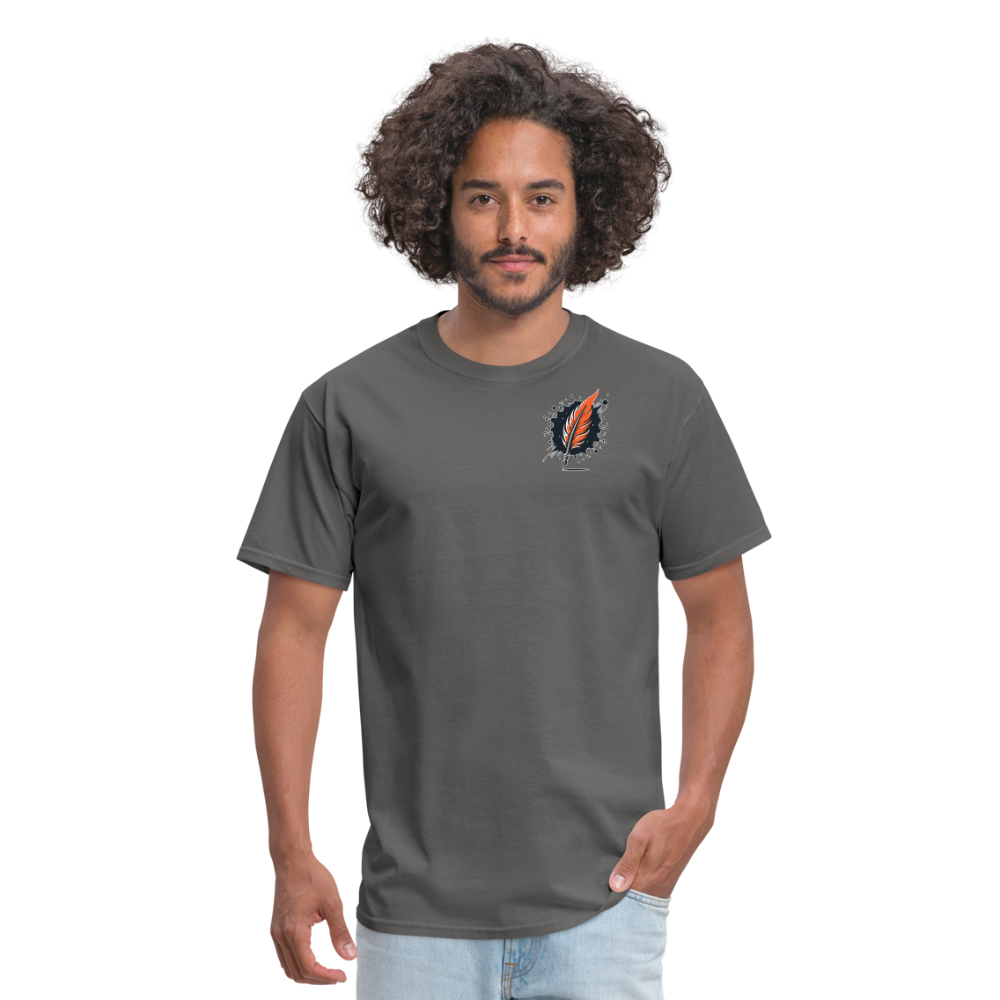 Orange and Black Mountain Range Unisex Classic T-Shirt with Logo - charcoal