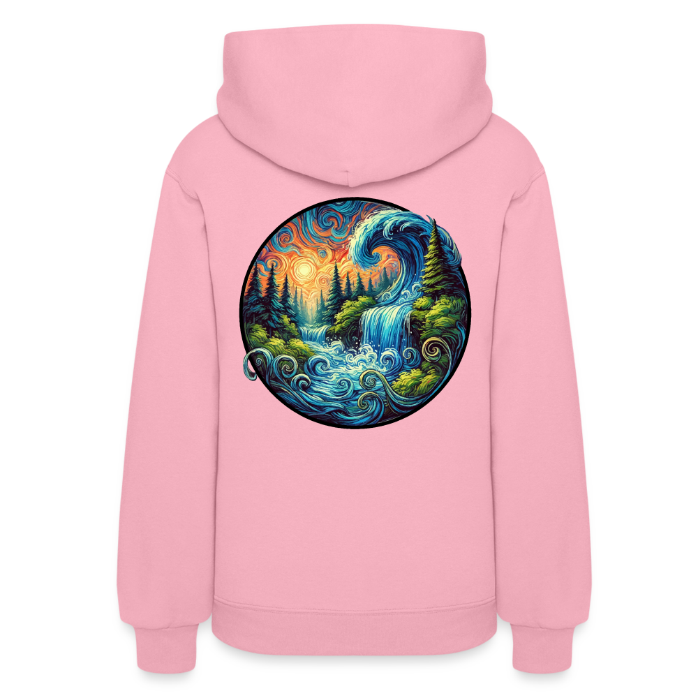 Women's Waterfall Graphic Hoodie with Logo - classic pink