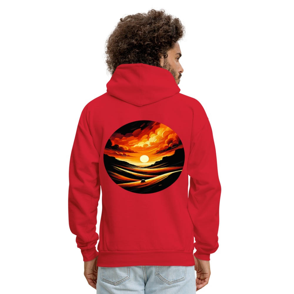 Men's Desert Sunset Graphic Hoodie with Logo - red