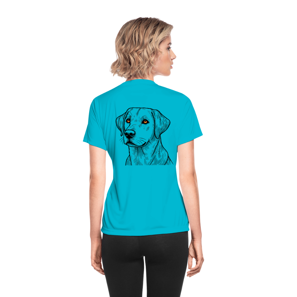 Women's Fine Line Labrador Graphic Moisture Wicking Performance T-Shirt with Logo - turquoise