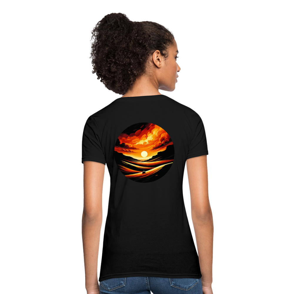 Women's Desert Sunset Graphic T-Shirt with Logo - black