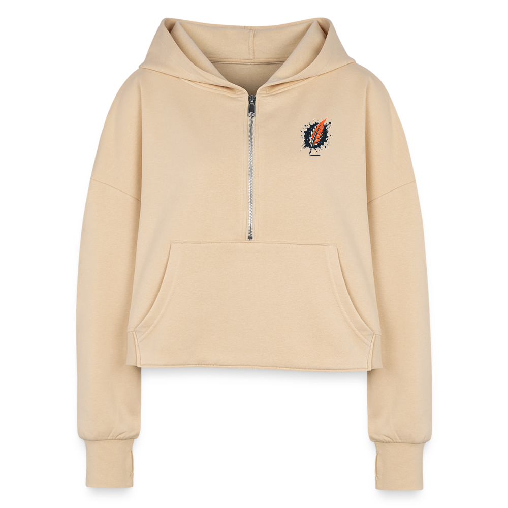 Autumn Leaves: Women's Half-zip Cropped Hoodie - nude