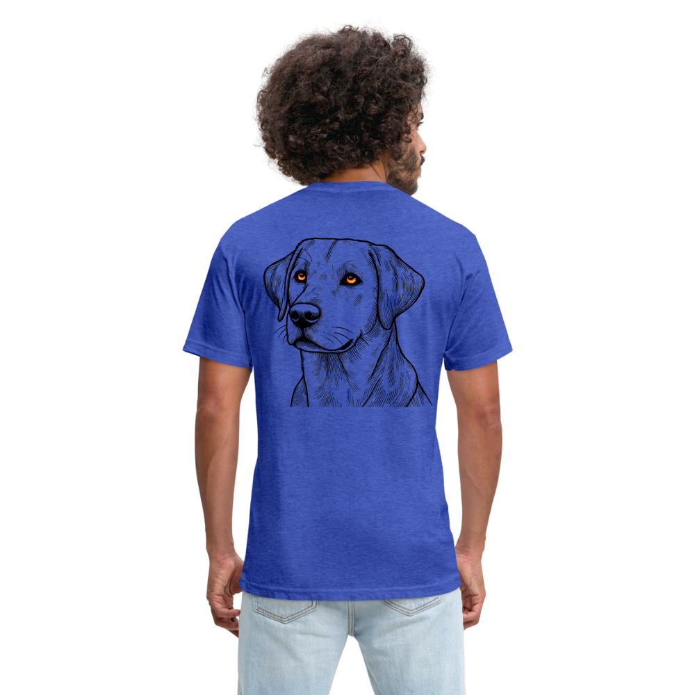 Fine Line Labrador Graphic Unisex Fitted Cotton/Poly T-Shirt with Logo - heather royal