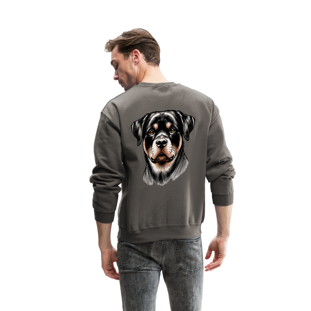 Fine Line Rottweiler Graphic Crewneck Sweatshirt with Logo - asphalt gray