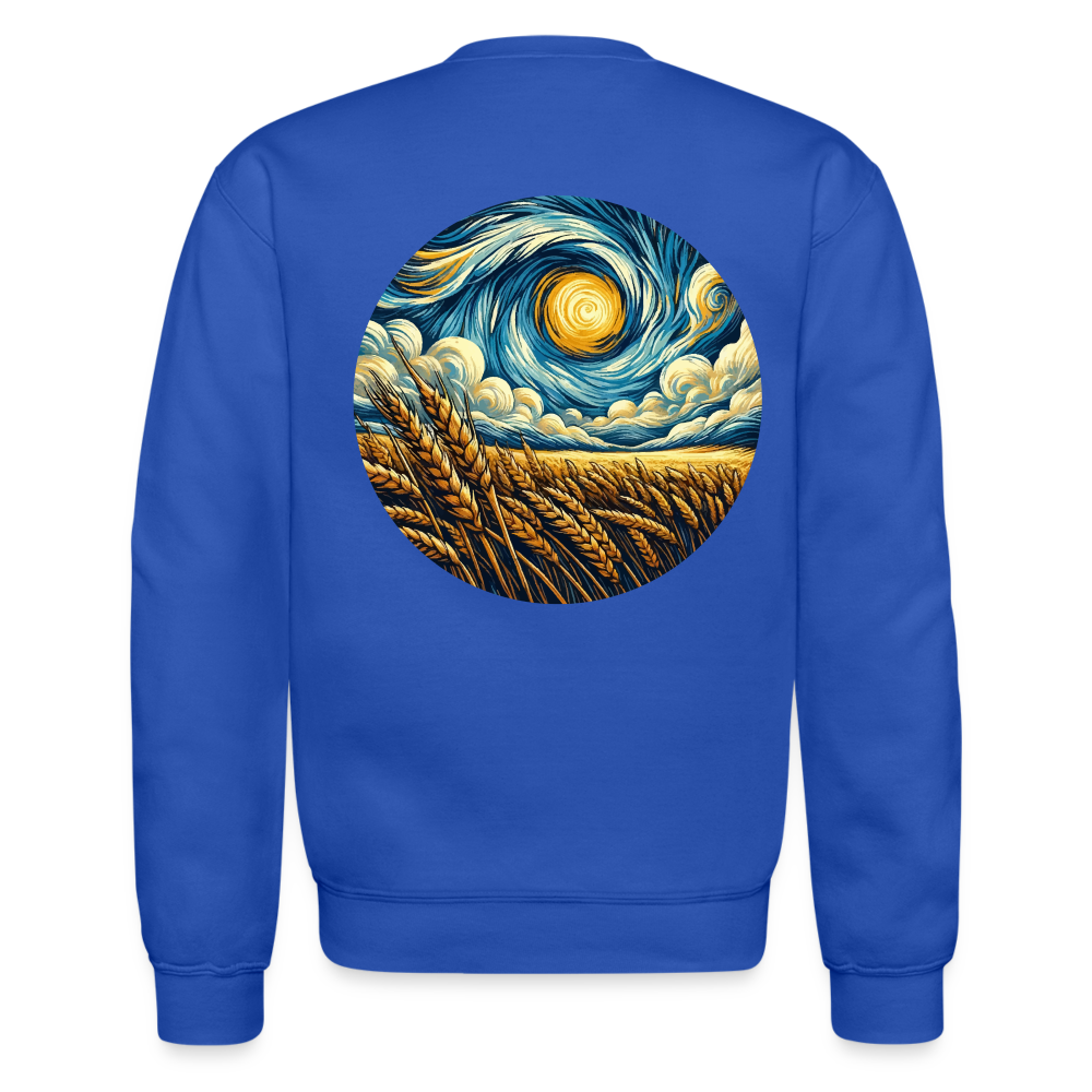 Wheat Field Graphic Crewneck Sweatshirt with Logo - royal blue