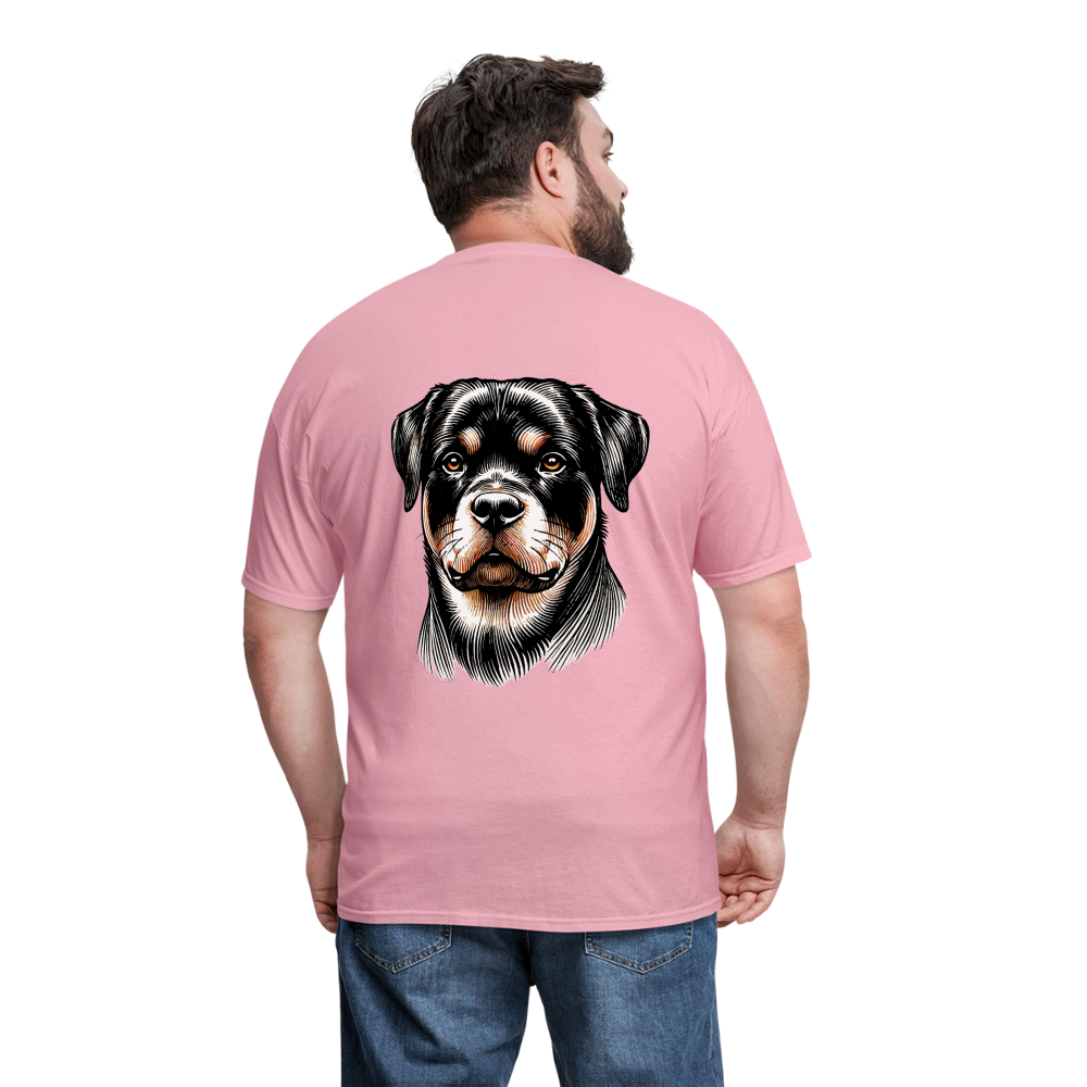 Fine Line Rottweiler Graphic Unisex Classic T-Shirt with Logo - pink