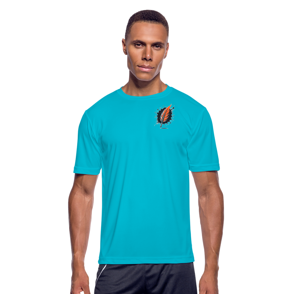 Men’s Desert Dunes Graphic Moisture Wicking Performance T-Shirt with Logo - turquoise