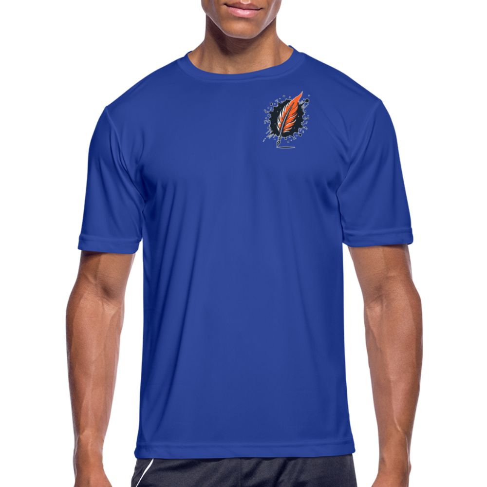 Men’s Desert Oasis Graphic Moisture Wicking Performance T-Shirt with Logo - royal blue