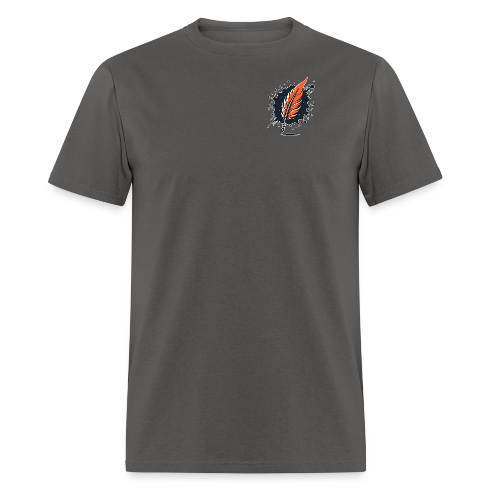 Orange and Black Mountain Range Unisex Classic T-Shirt with Logo - charcoal