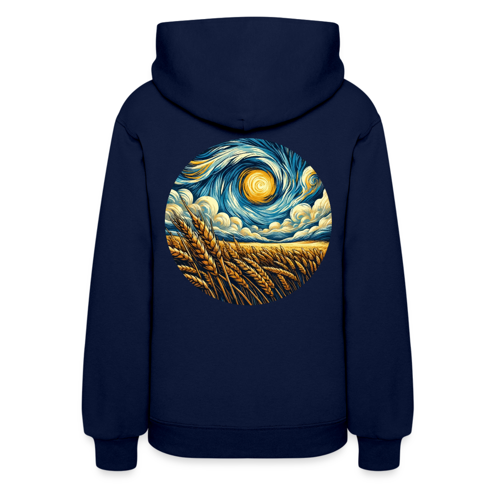 Women's Wheat Field Graphic Hoodie with Logo - navy