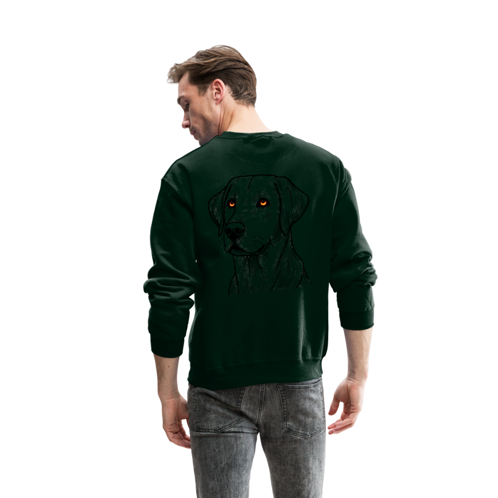 Fine Line Labrador Graphic Crewneck Sweatshirt with Logo - forest green