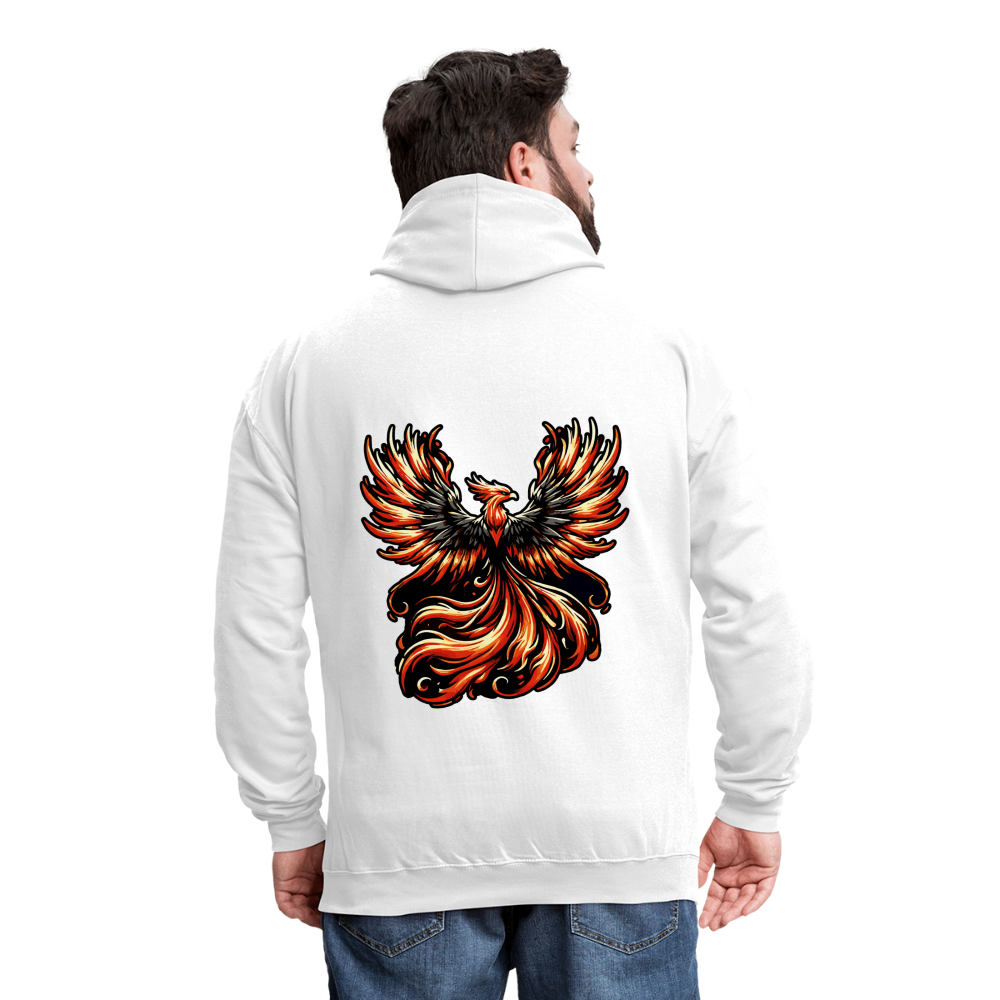 Phoenix Graphic Unisex Contrast Hoodie with Logo - white/gray