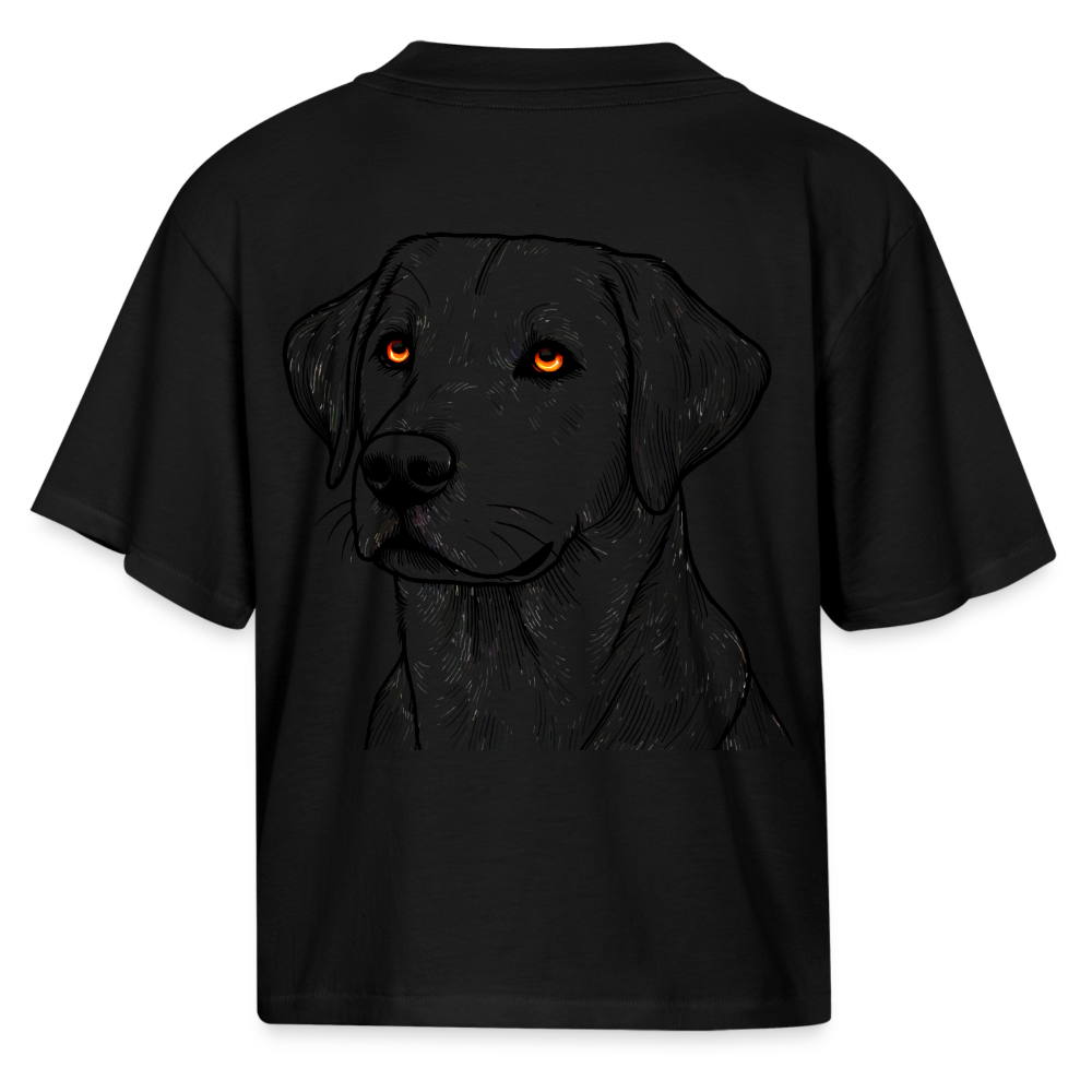 Women's Fine Line Labrador Graphic Boxy Tee with Logo - black