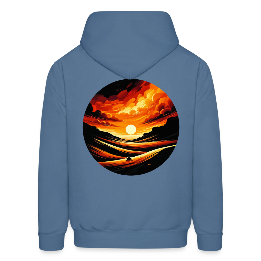 Men's Desert Sunset Graphic Hoodie with Logo - denim blue