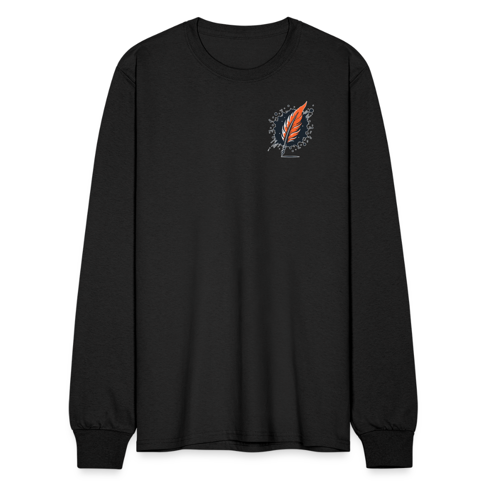 Men's Brushed Orange and Black Mountain Range Graphic Long Sleeve Shirt with Logo - black