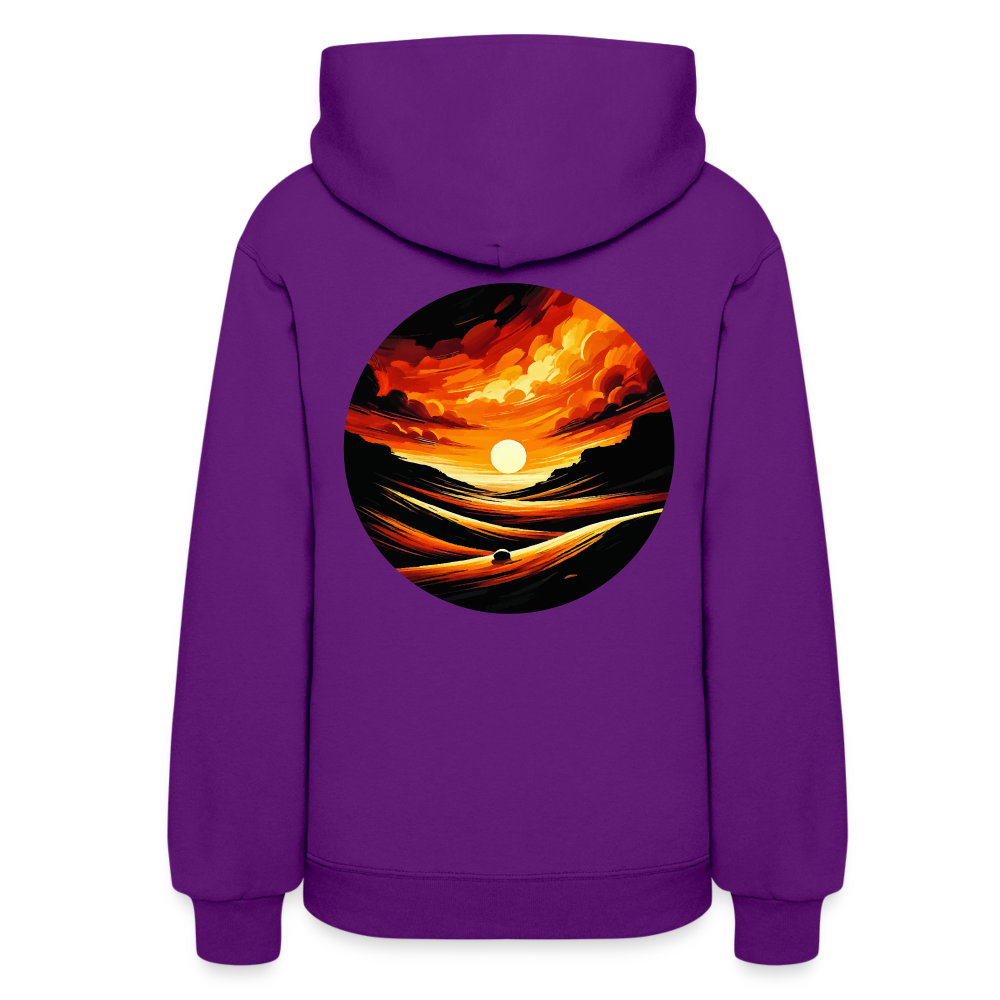 Women's Desert Sunset Graphic Hoodie with Logo - purple