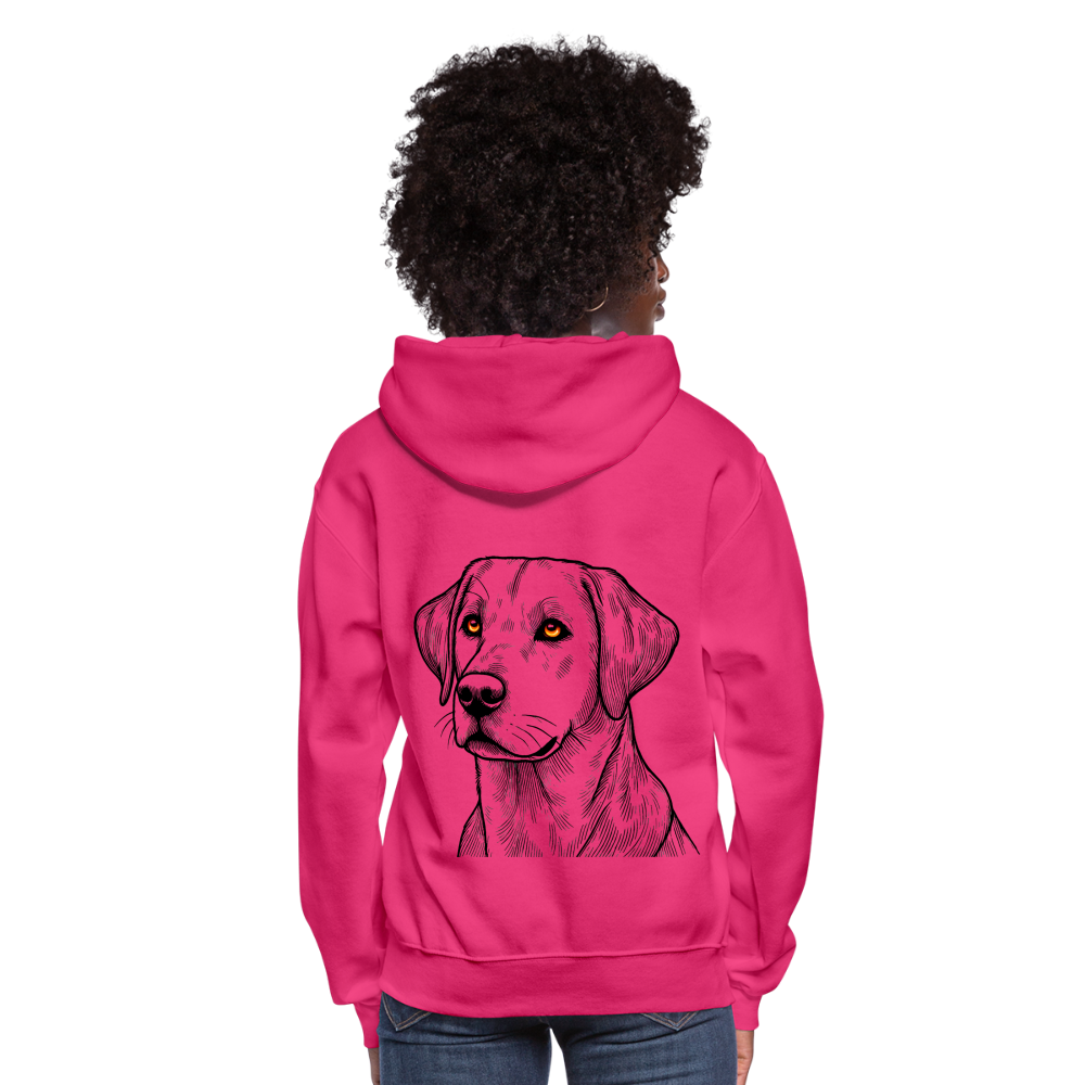 Women's Fine Line Labrador Graphic Hoodie with Logo - fuchsia