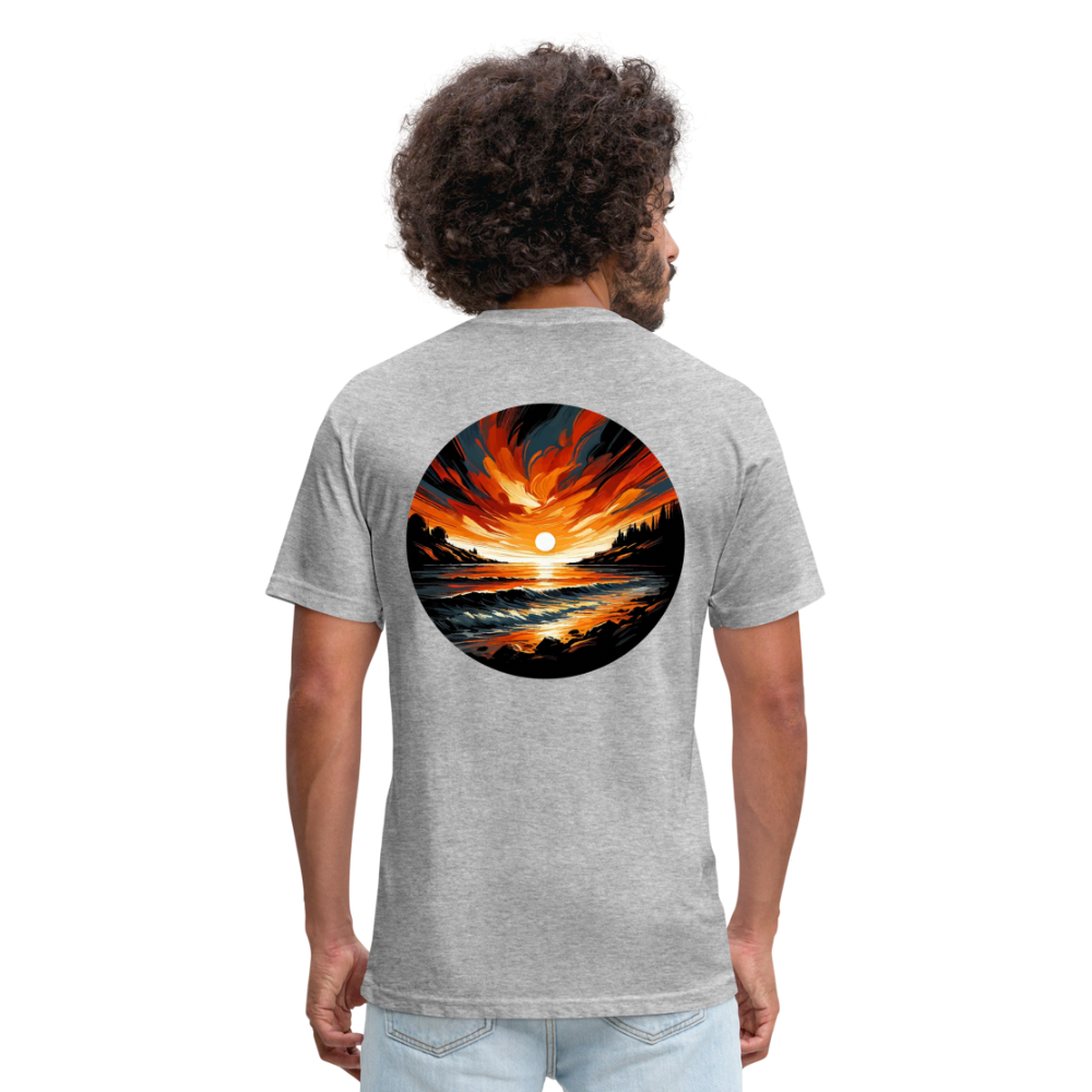 Beach Sunset Graphic Unisex Fitted Cotton/Poly T-Shirt with Logo - heather gray