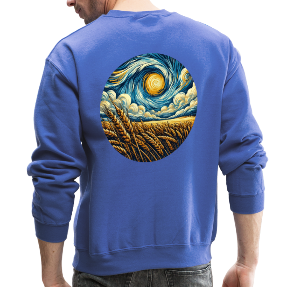 Wheat Field Graphic Crewneck Sweatshirt with Logo - royal blue