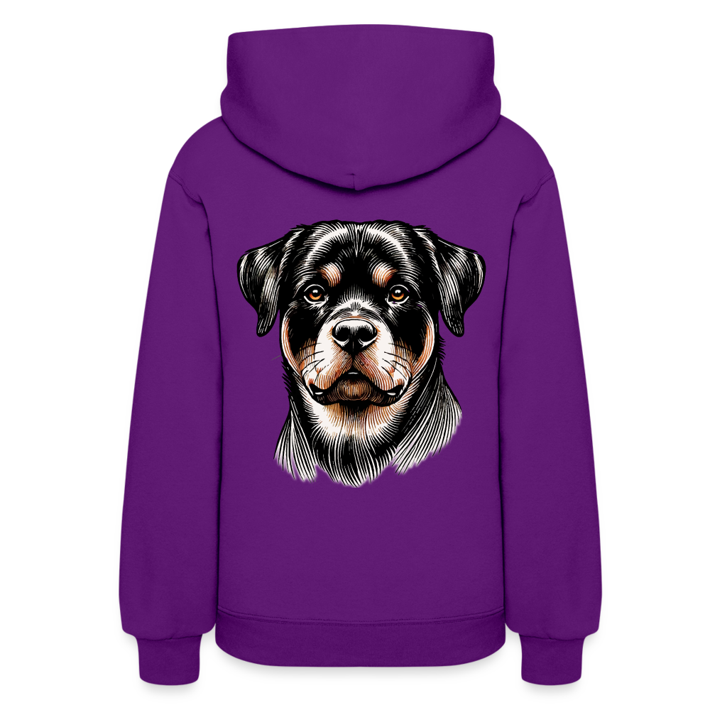 Women's Fine Line Rottweiler Graphic Hoodie with Logo - purple