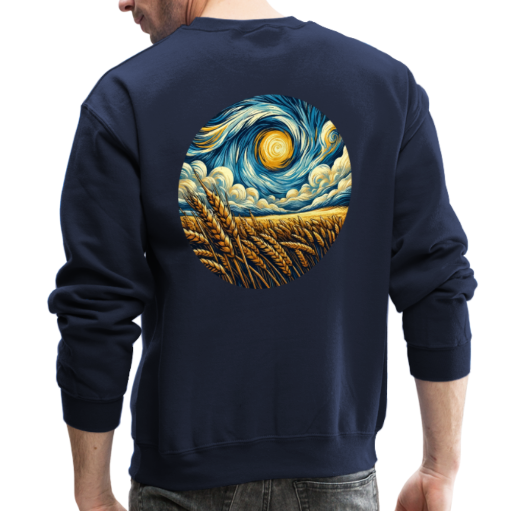 Wheat Field Graphic Crewneck Sweatshirt with Logo - navy