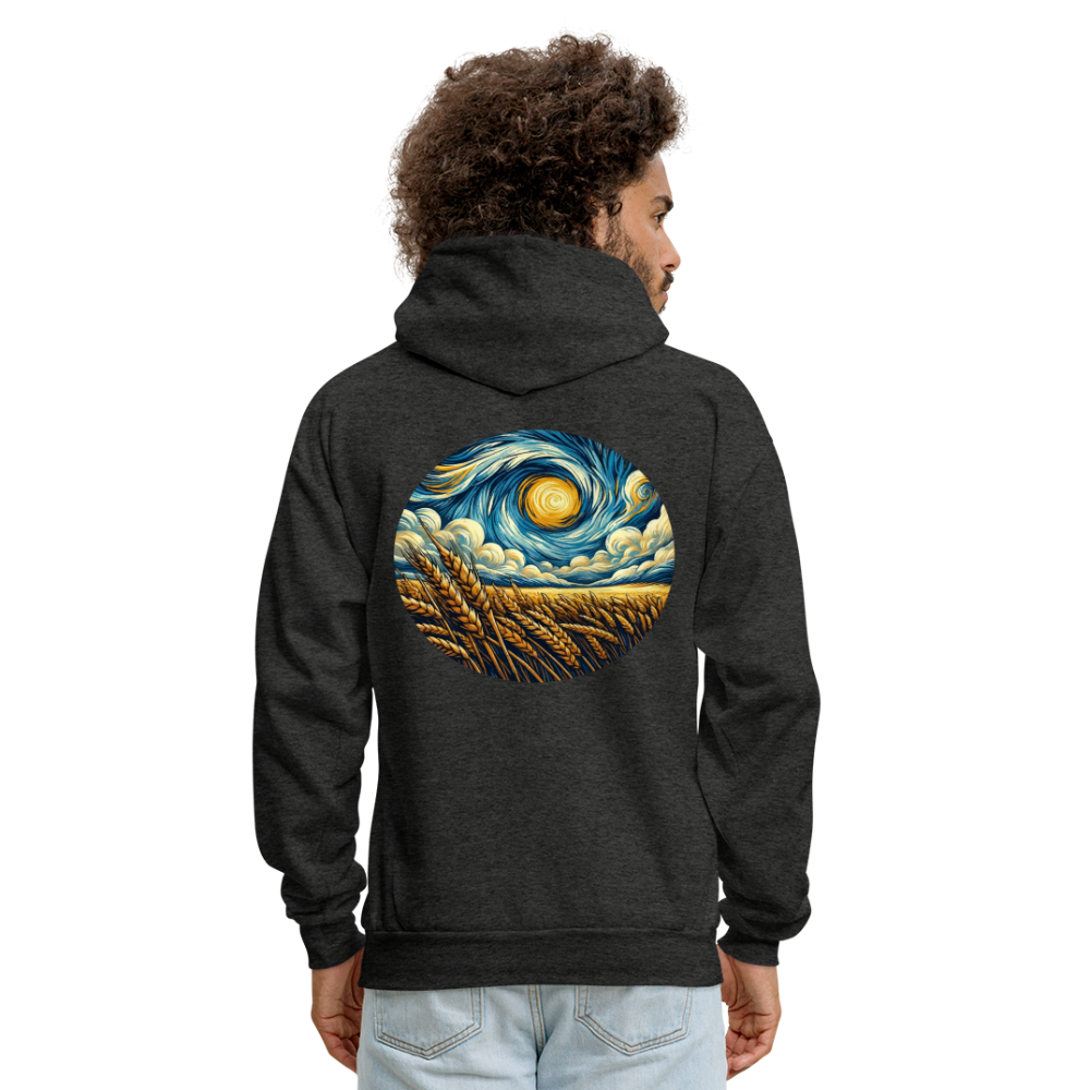 Men's Wheat Field Graphic Hoodie with Logo - charcoal grey