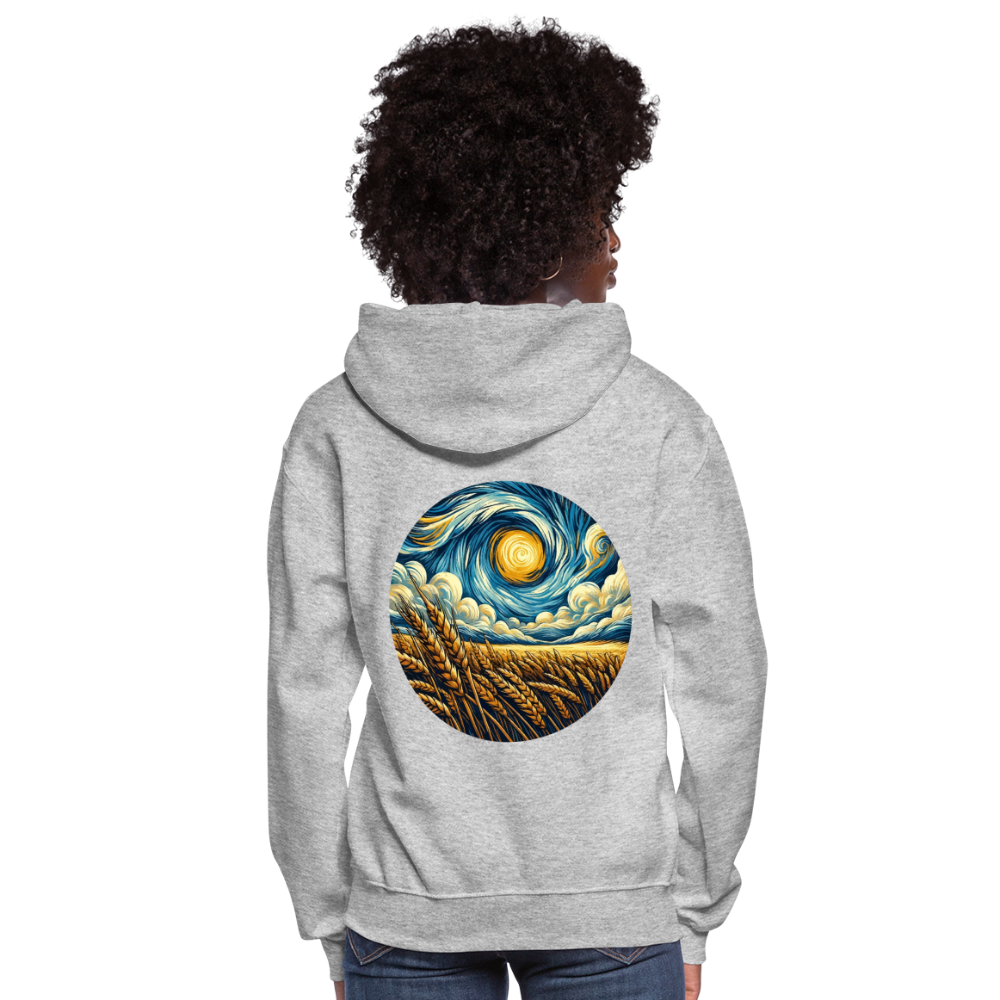 Women's Wheat Field Graphic Hoodie with Logo - heather gray