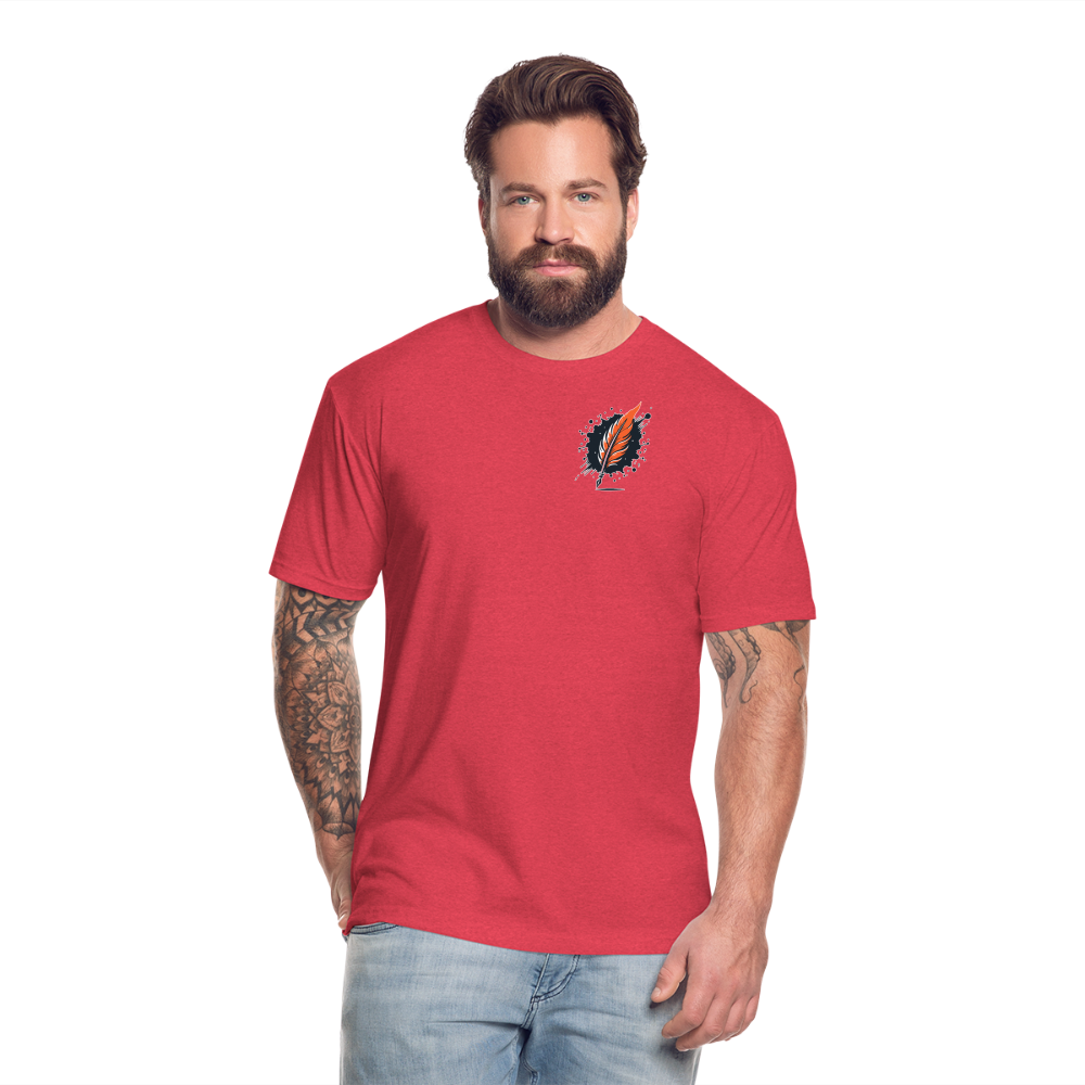 Australian Shepherd Prairie Graphic Unisex Fitted Cotton/Poly T-Shirt with Logo - heather red