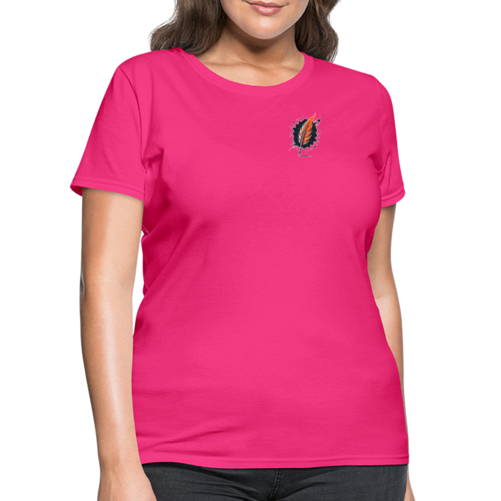 Women's Orange Swirling Mountains Graphic T-Shirt with Logo - fuchsia